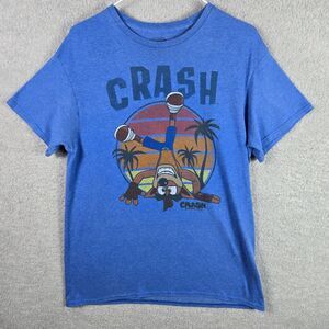 Crash Bandicoot Shirt Mens Medium Blue Graphic Tee Video Game Activision Retro